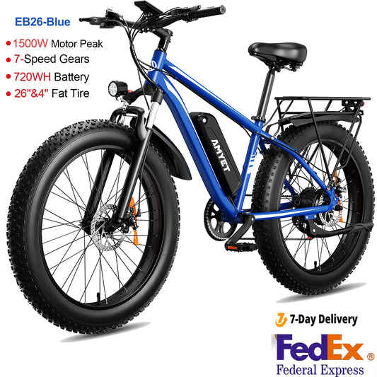 AMYET EB26 Electric Bike 1500W 720Wh Fat Tire Mountain Bike