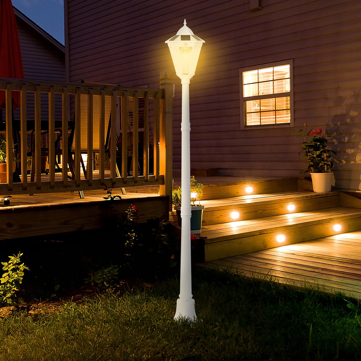 Outdoor Lamp Post Light With Glass Adjustable Brightness