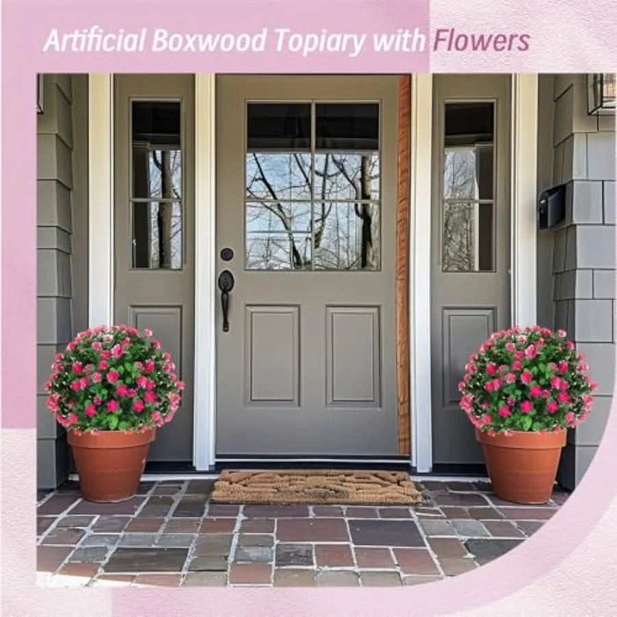 Boxwood Topiary Set Of 6 Outdoor Faux Shrubs UV Resistant