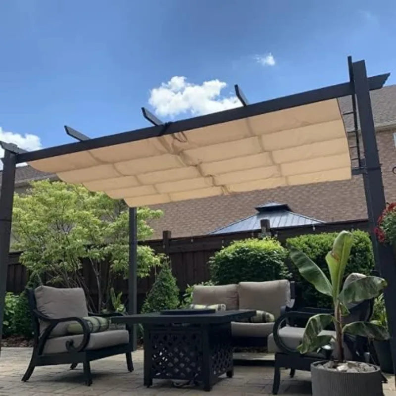 Purple Leaf Outdoor Retractable Pergola With Sun Shade Canopy
