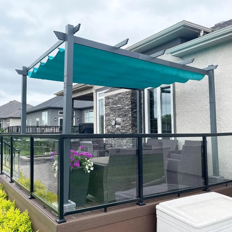 Purple Leaf Outdoor Retractable Pergola With Sun Shade Canopy