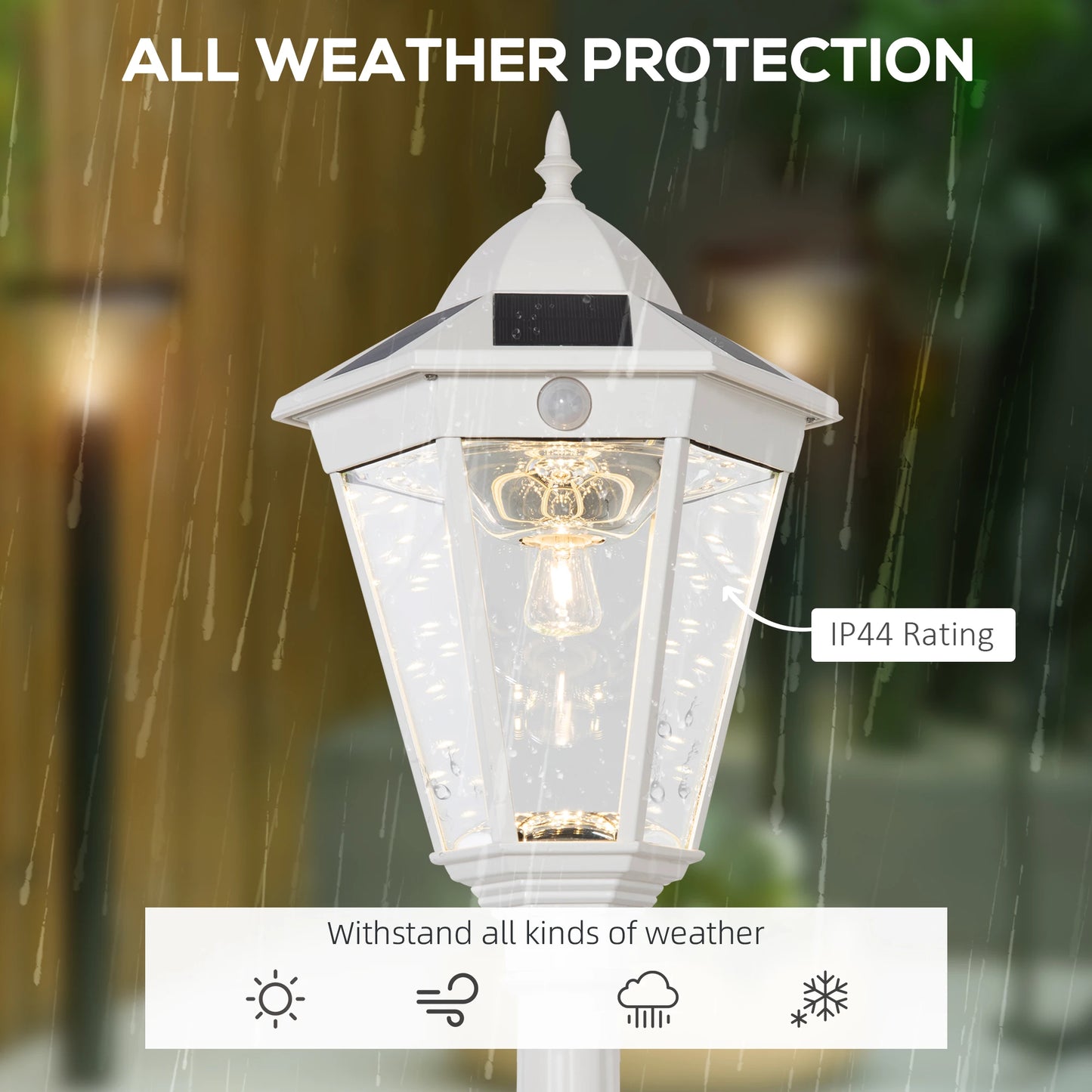 Outdoor Lamp Post Light With Glass Adjustable Brightness