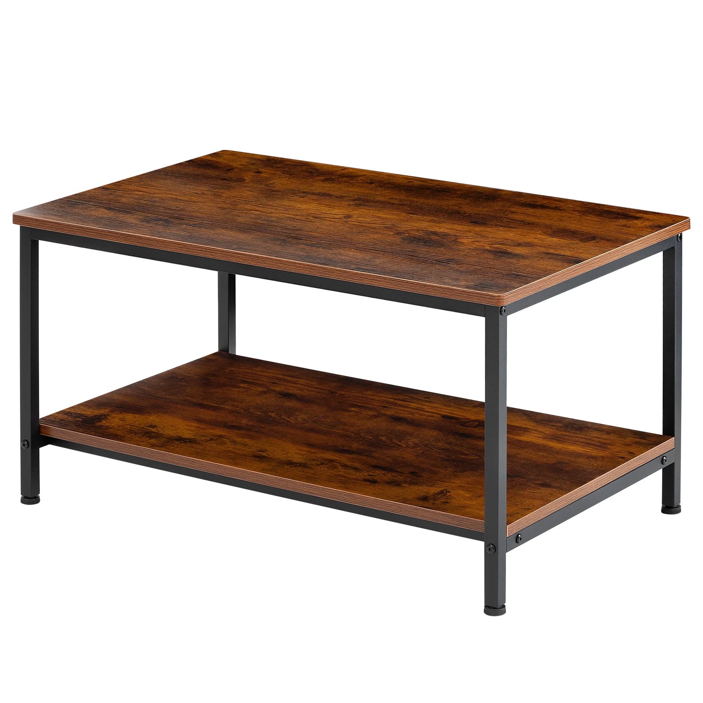 JHK Wood Coffee Table 2 Tier Center Storage Anti Slip