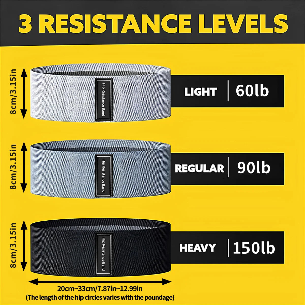 Elastic Resistance Band Set Legs and Hips with Storage Bag