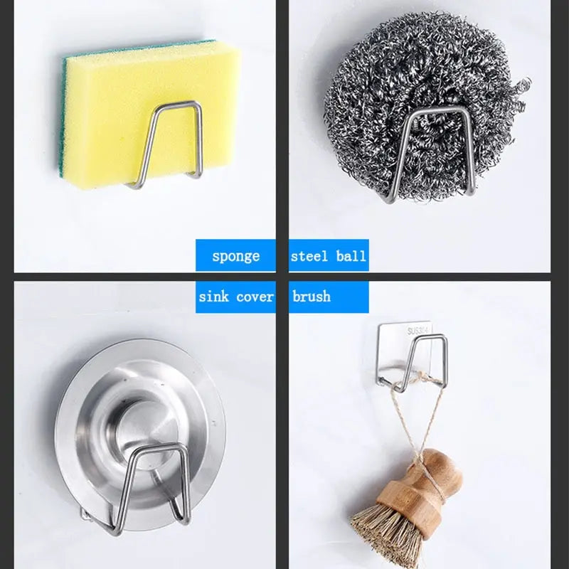 Stainless Steel Sink Sponge Holder Rack For Kitchen Organization