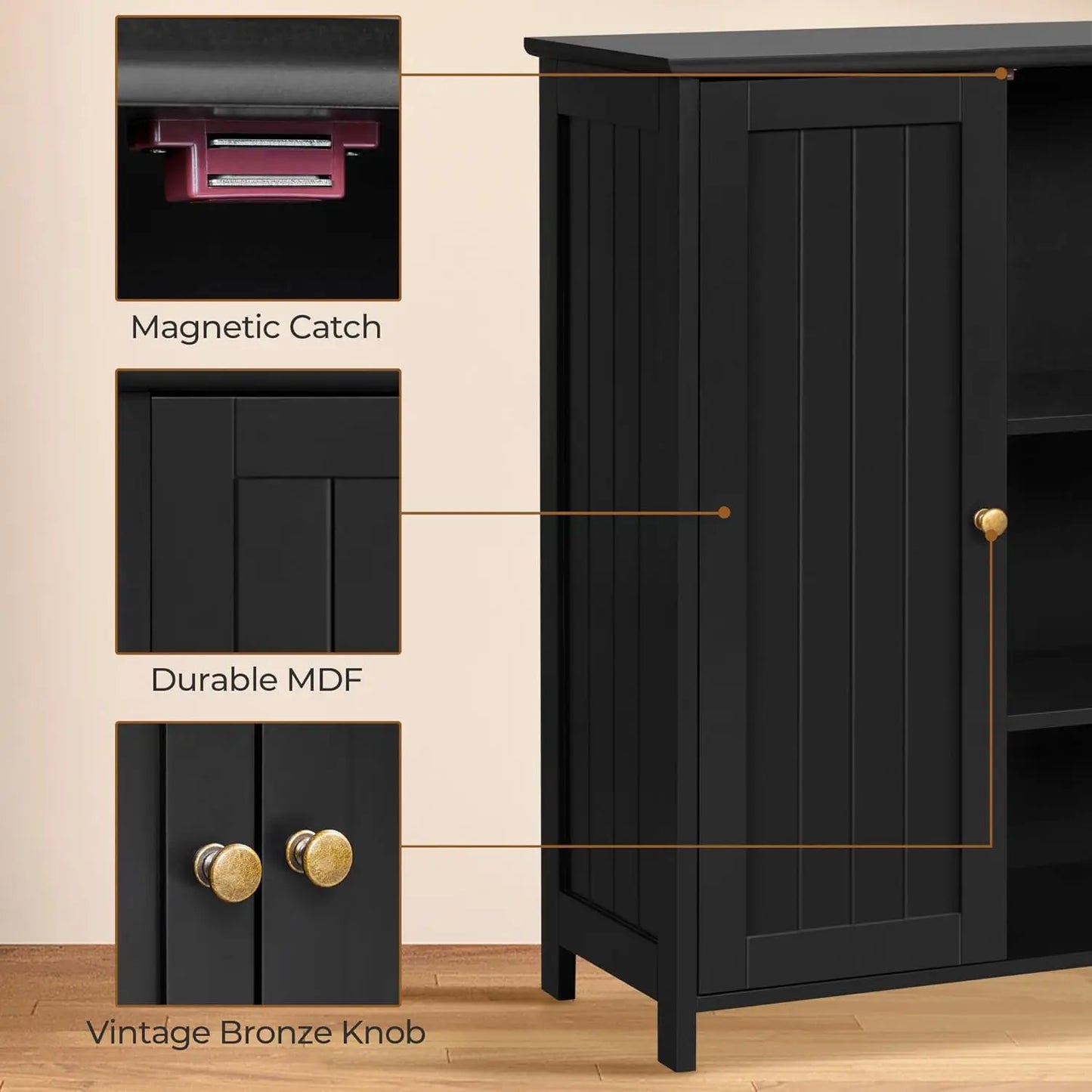 Bathroom Floor Cabinet Modern Storage Organizer With Adjustable Shelves