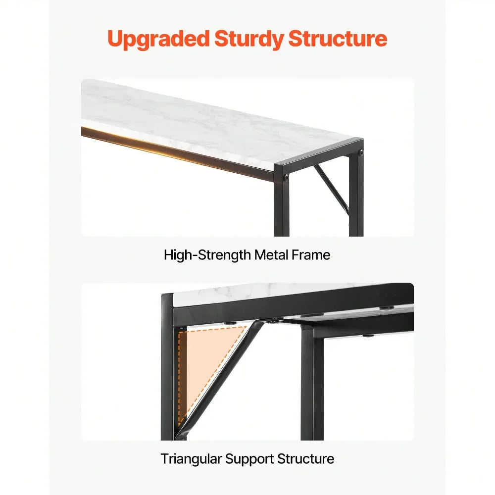XMSJ Modern Console Table With Power Outlet And Anti Tip
