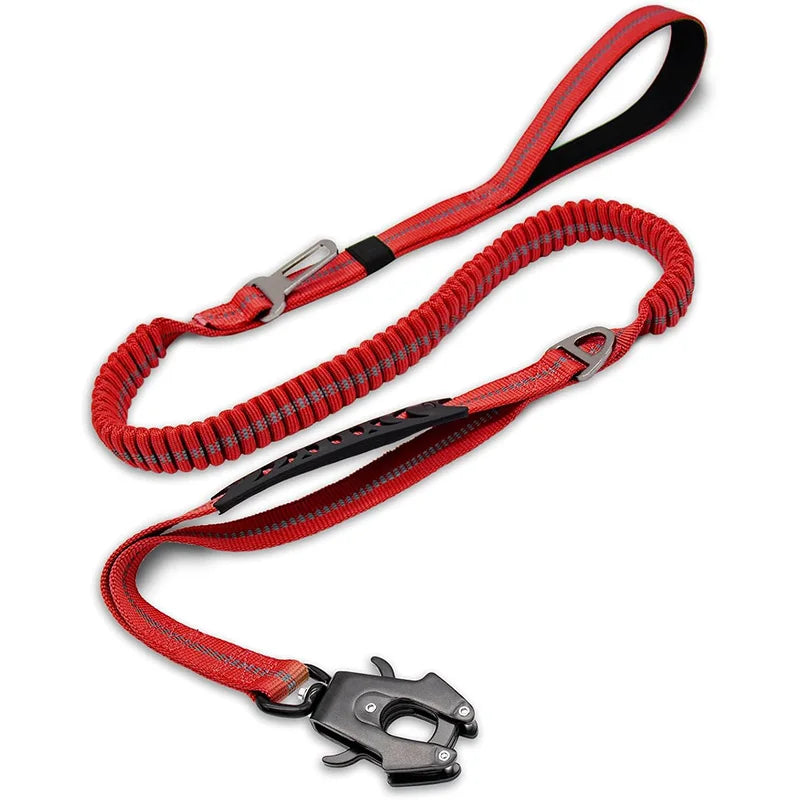 Reflective Shock Absorbing Tactical Dog Leash With Seatbelt
