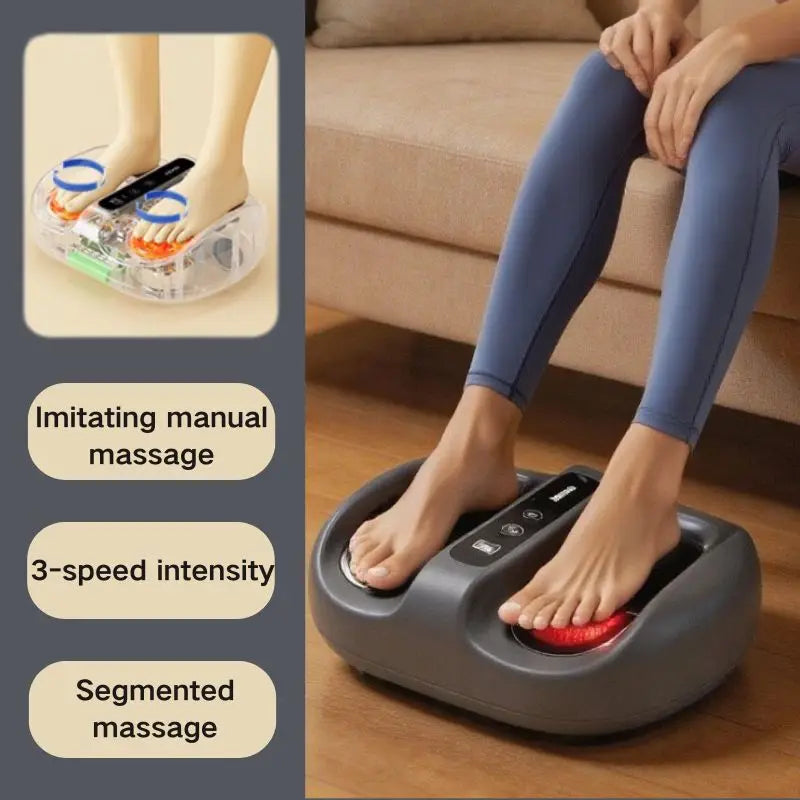 Mini Foot Massager with Hot Compress Deep Kneading and Vibration