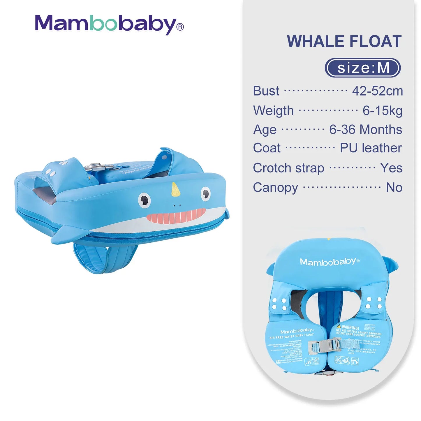 Mambobaby Baby Float With Inflation Free Core Sunshade Crotch Strap