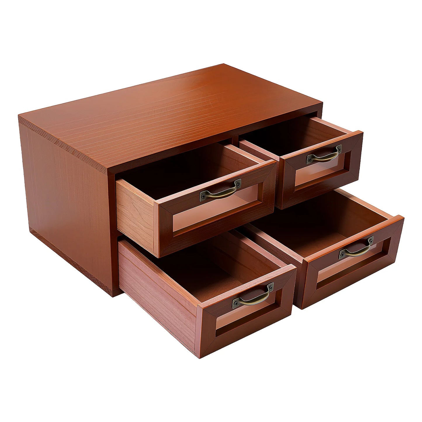 Bymaocar 4 Drawer Retro Desktop Organizer Wood Storage Box