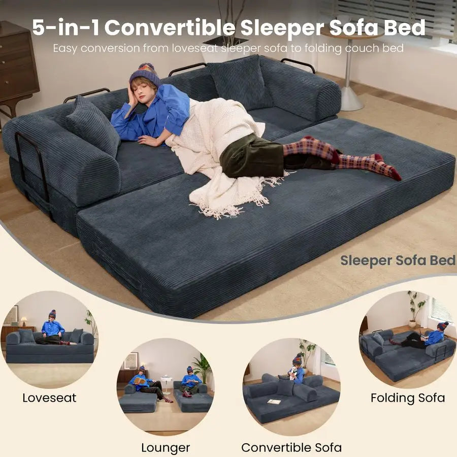 MBVM Convertible Sleeper Sofa Bed Foldable Modular Couch Memory Foam