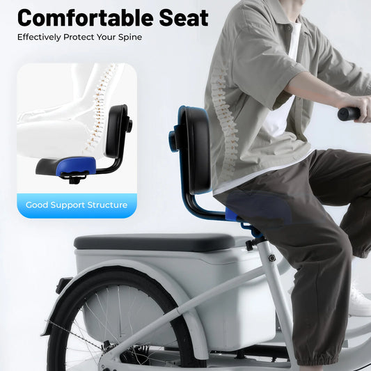 Wide Comfort Tricycle Electric Bicycle Saddle With Back Rest