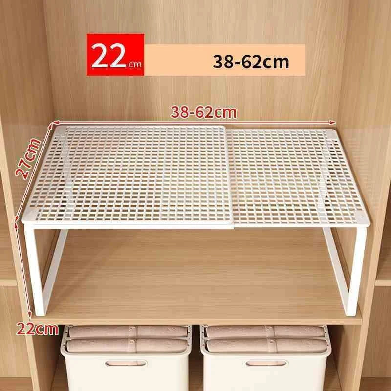 Stackable Telescopic Closet Shelf Bamboo Wardrobe Organizer With Dividers