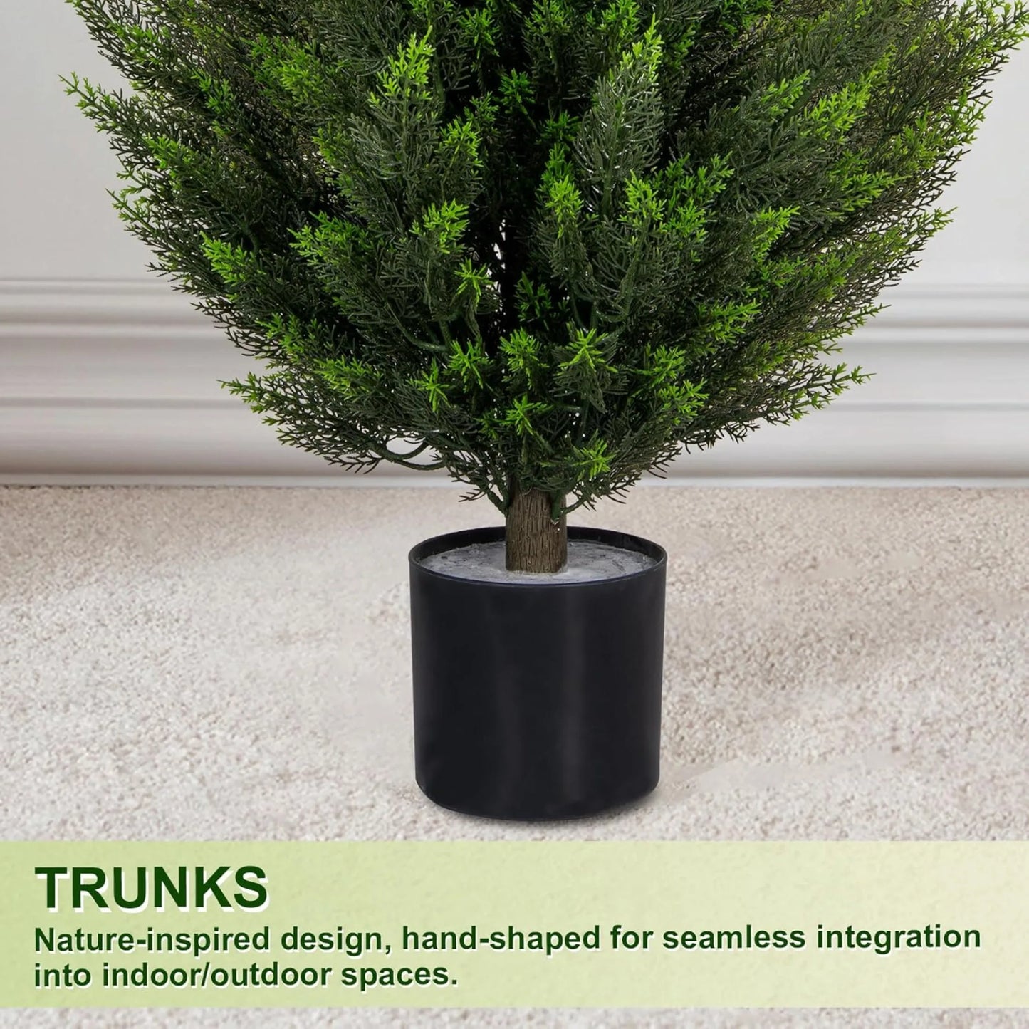 Artificial Topiary Cedar Trees UV-Resistant Faux Evergreen Outdoor Plants