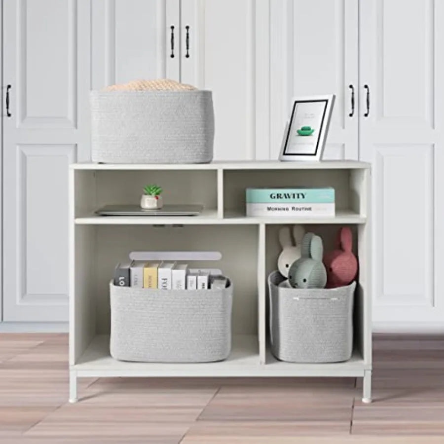 Cotton Rope Woven Storage Basket For Organizing Shelves And Cabinets