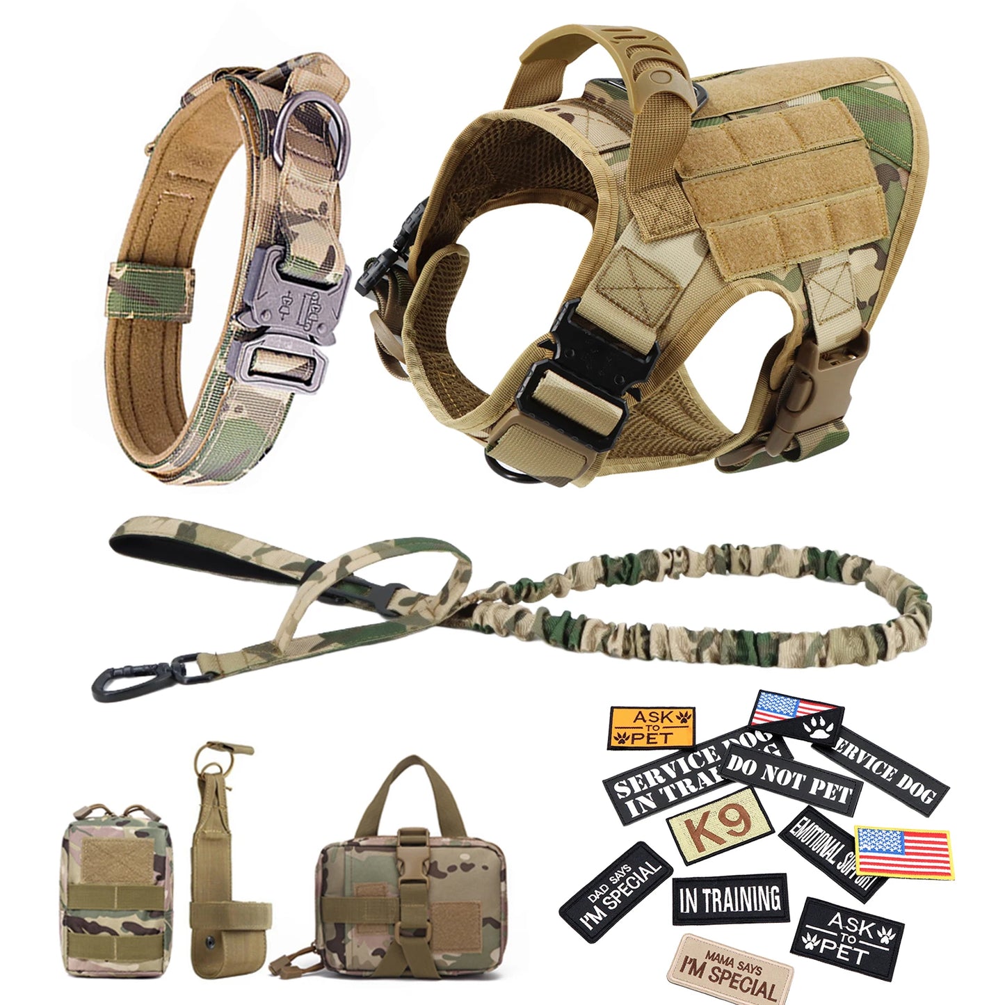 PETRAVEL Military Dog Harness Vest Set Nylon For Malinois Training
