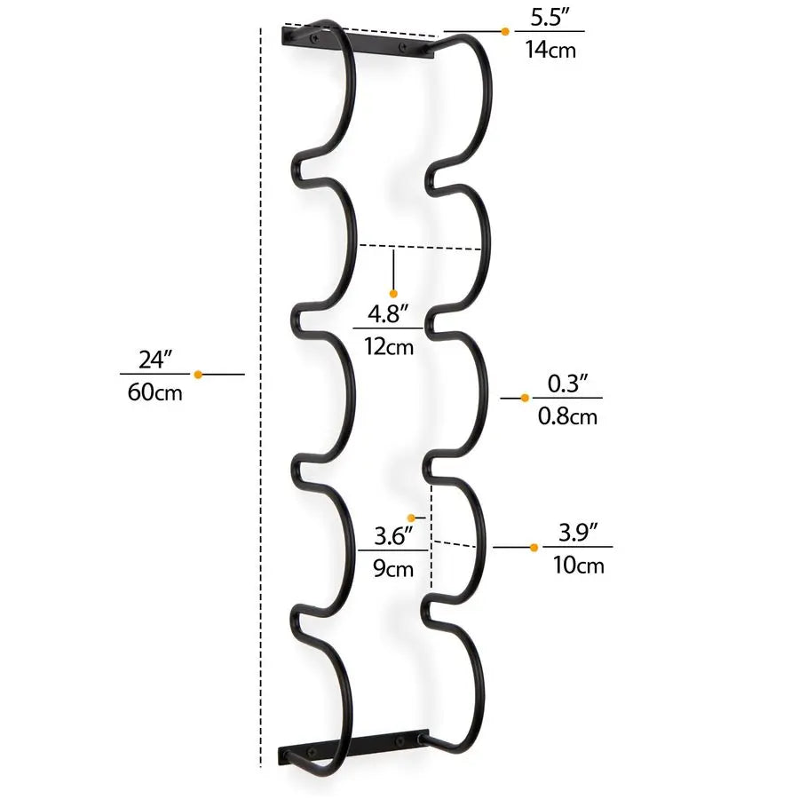 XMSJ Dijon Under Cabinet Wine Rack for Five Bottles Metal