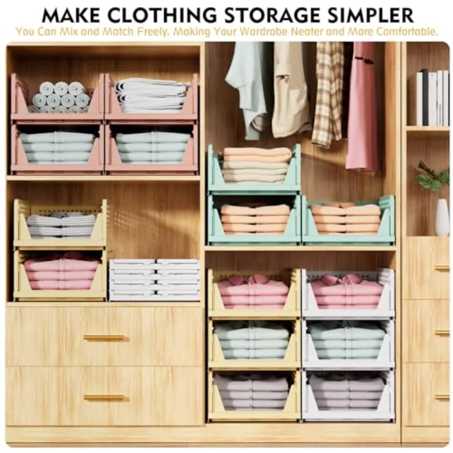 Stackable Closet Storage Basket Multifunctional Foldable Organizer For Home