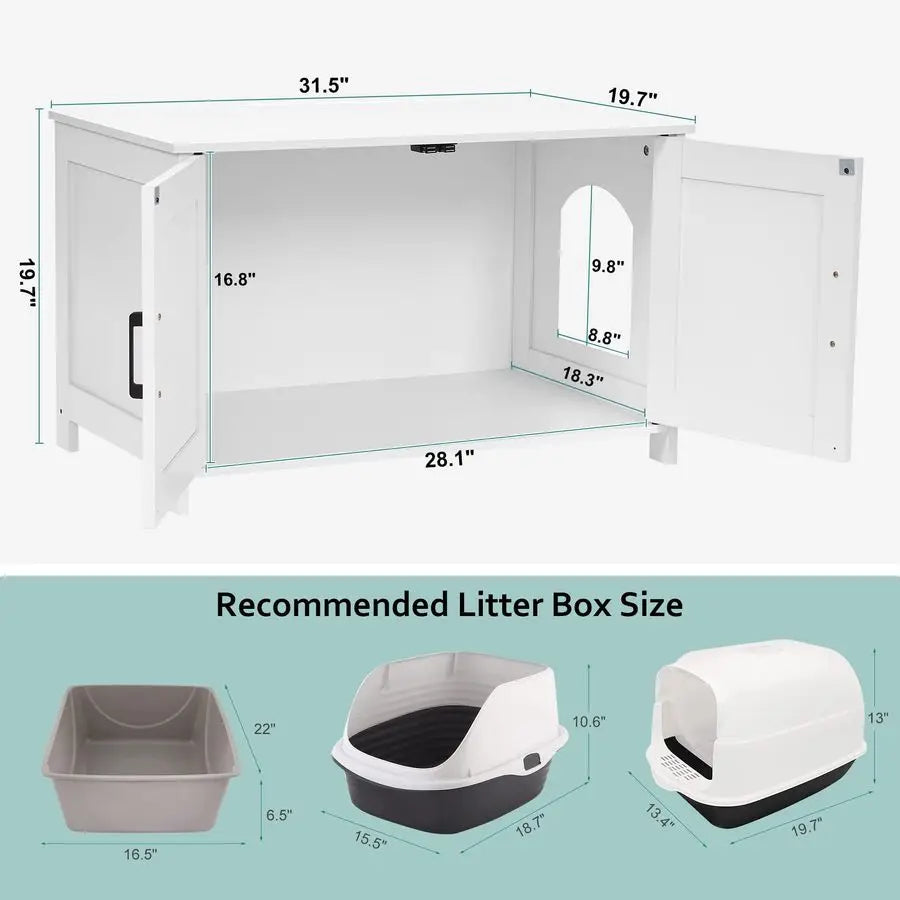 XMSJ Cat Litter Box Enclosure Wooden Barn Door Pet House