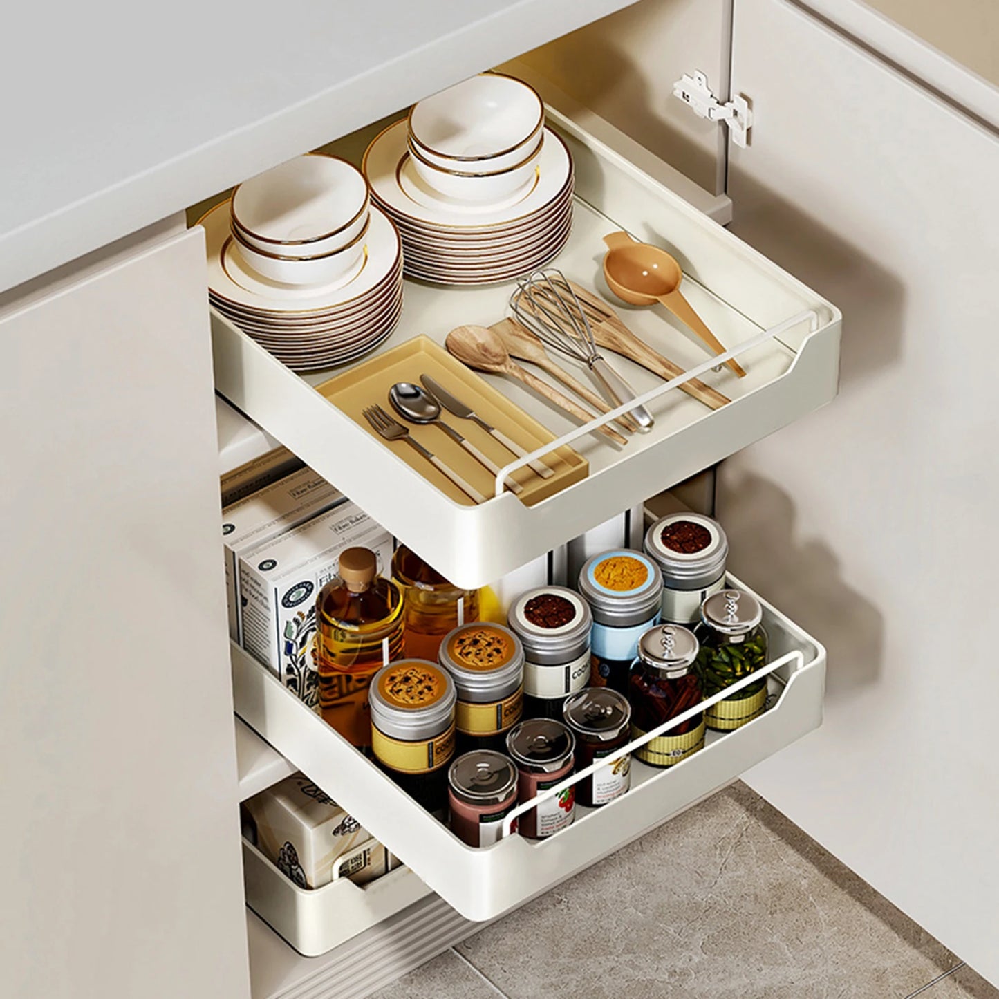 TWISTER.CK Pull Out Cabinet Organizer With Adhesive Film Sliding Drawer
