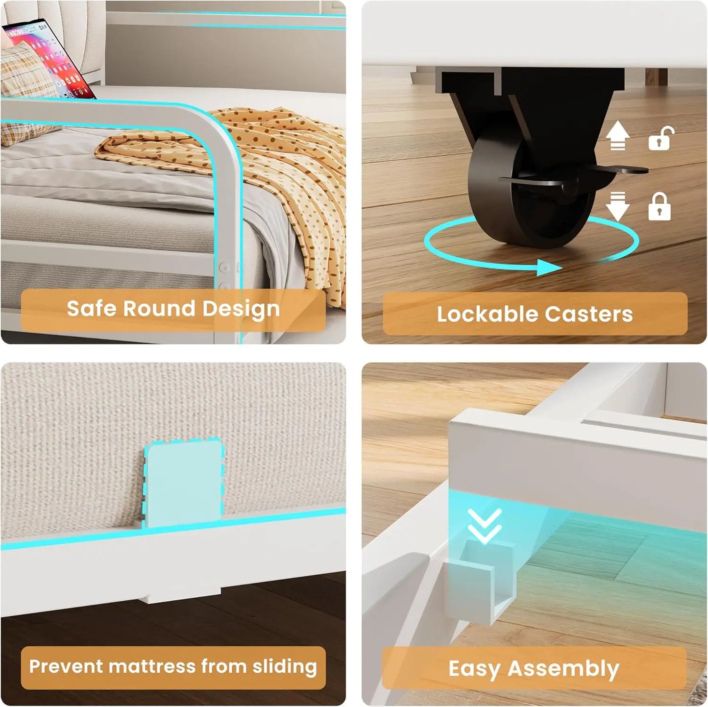 LIKIMIO Daybed With Trundle Upholstered Storage Headboard And Charging Station