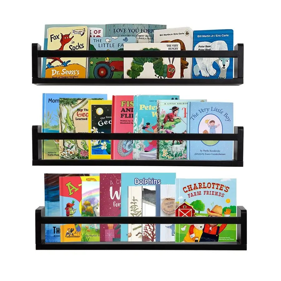Classic Nursery Bookshelves Set Of 3 Wooden Floating Shelves