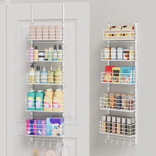Over The Door Organizer With 5 Baskets And 6 Hooks