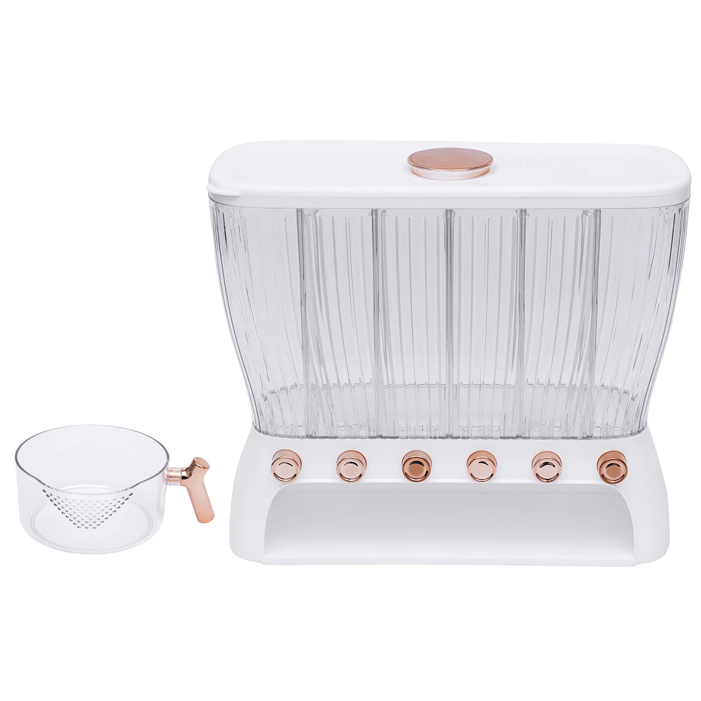 Six Grid Wall Mounted Dry Food Dispenser for Beans Cereals with Measuring Cup