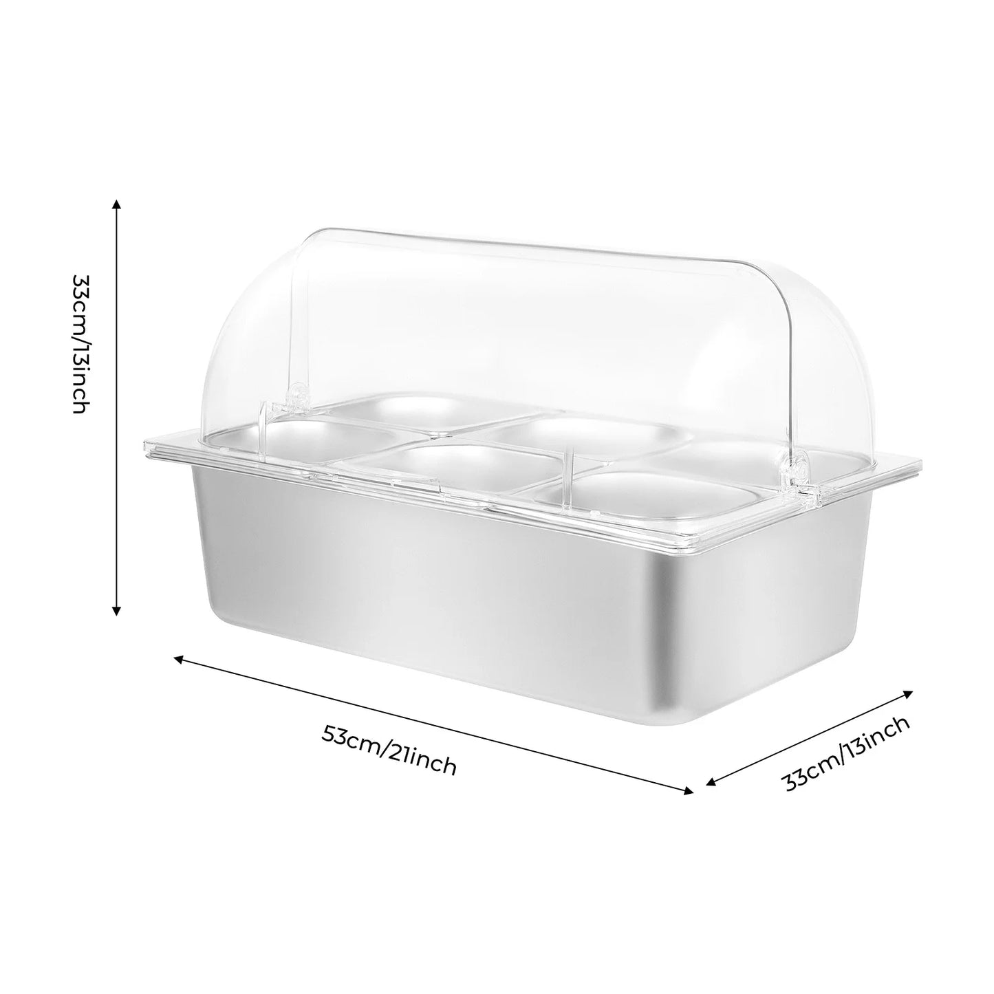 Bymaocar Countertop Buffet Tray With 6 Pans Condiment Dispenser