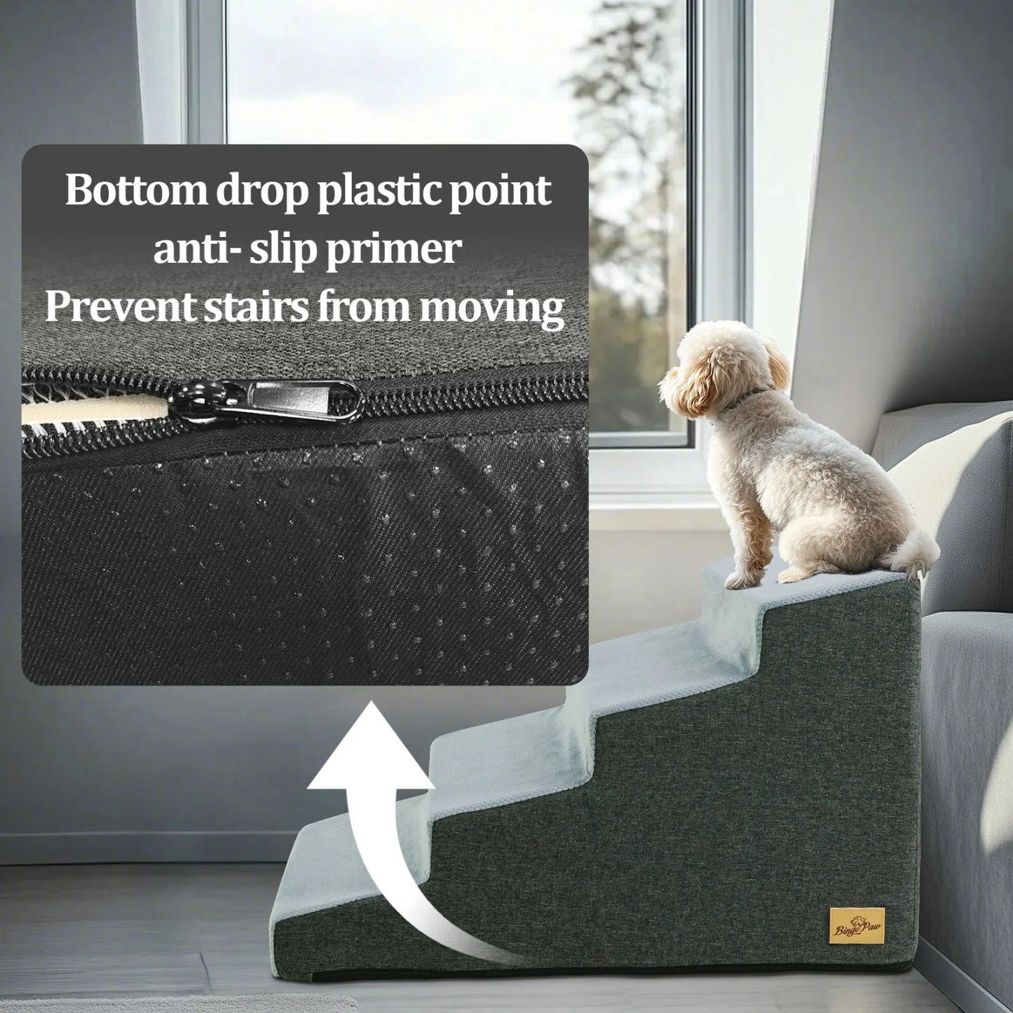 Non Slip Dog Stairs Ramp With Washable Cover For Small Dogs