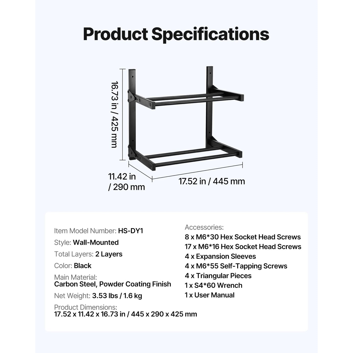 SucceBuy 2 Tier Wall Mount Filament Storage Rack With Wheels