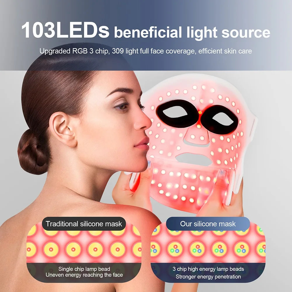 Foreverlily Silicone LED Mask With Neck Infrared Red Light Therapy