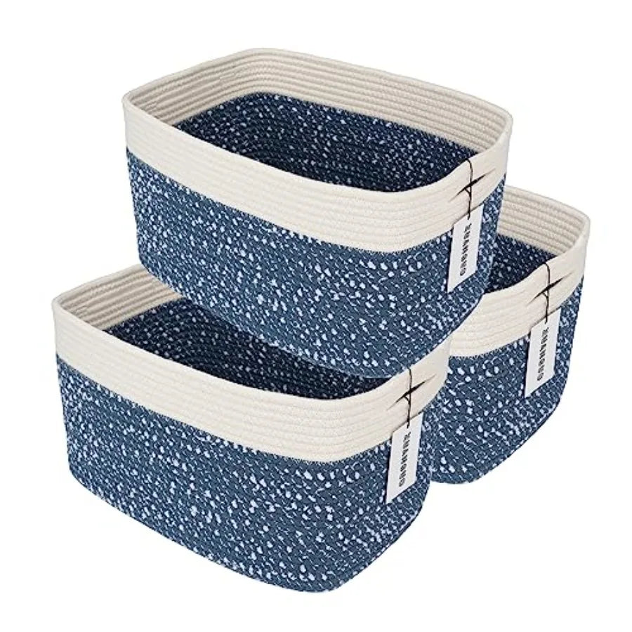 Cotton Rope Woven Storage Basket For Organizing Shelves And Cabinets