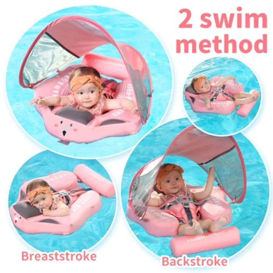 Non Inflatable Baby Swim Float With Tail Canopy Smart Trainer