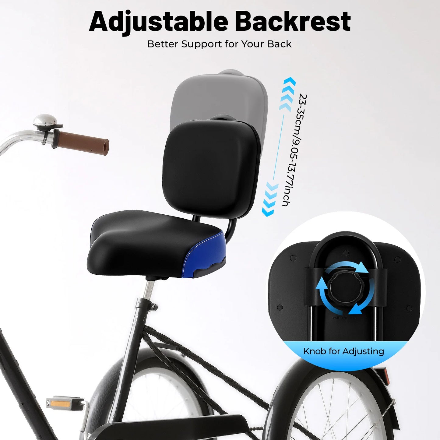 Wide Comfort Tricycle Electric Bicycle Saddle With Back Rest