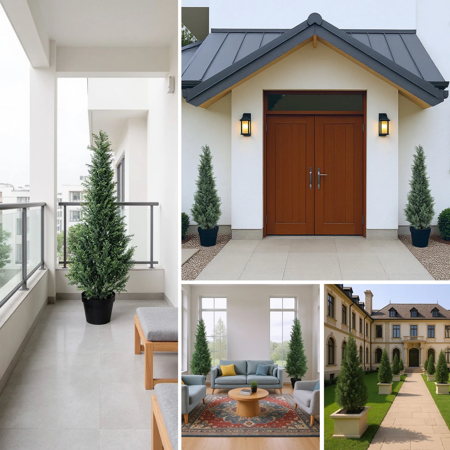 HiMISS Artificial Cedar Topiary Trees 2 Pack UV Resistant Outdoor