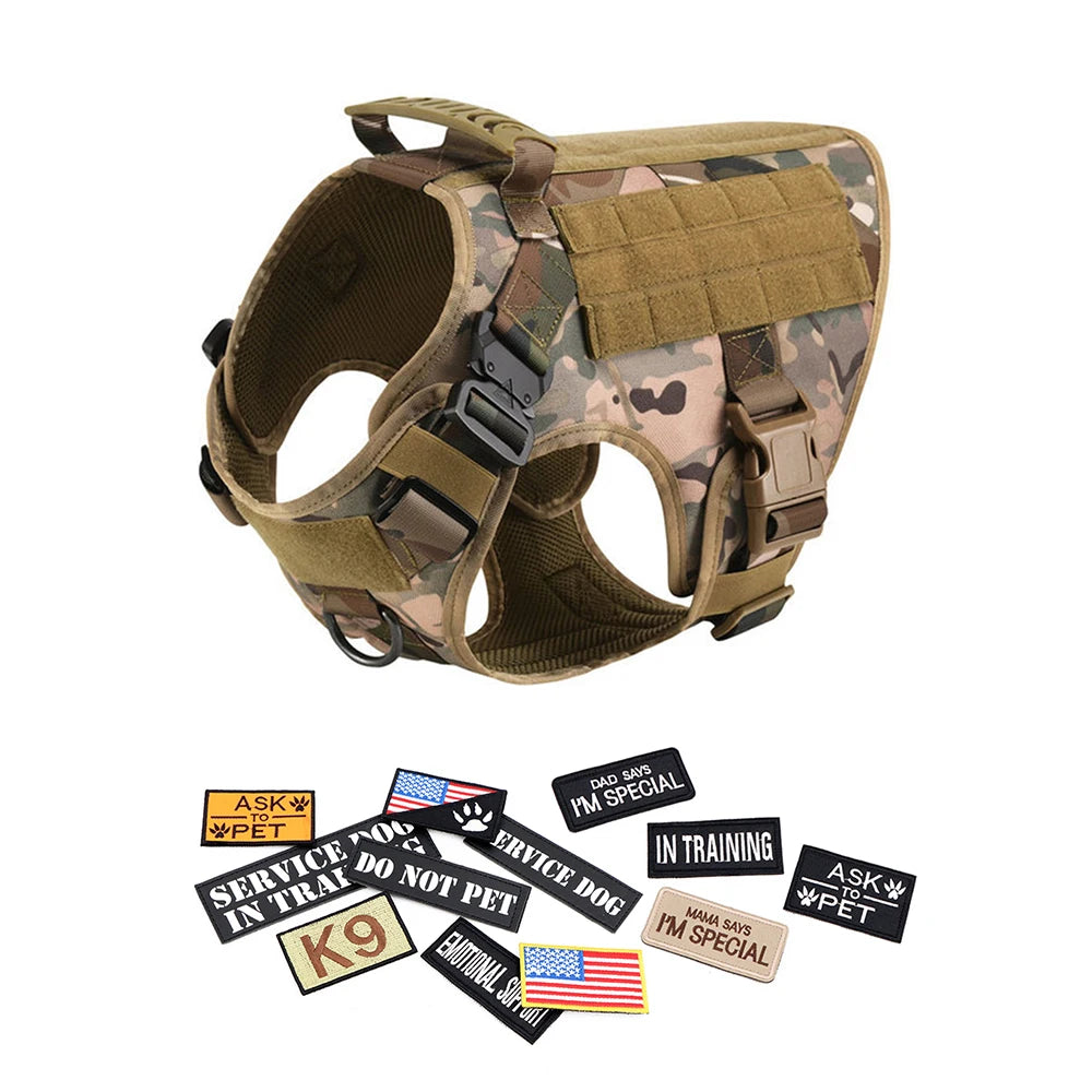 PETRAVEL Military Dog Harness Vest Set Nylon For Malinois Training