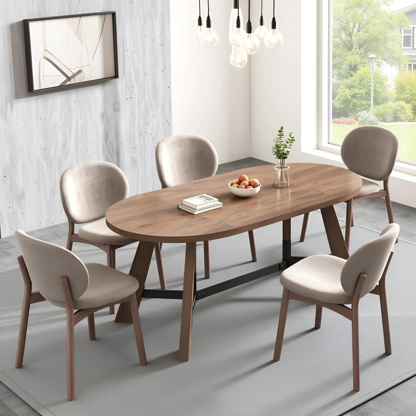 Rustic Oval Dining Table For 6 To 8 People Farmhouse Wood
