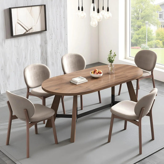 Rustic Oval Dining Table For 6 To 8 People Farmhouse Wood