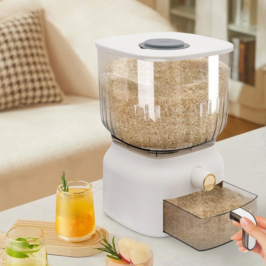 Sealed Grain Storage Container With Rice Cup Dispenser For Kitchen