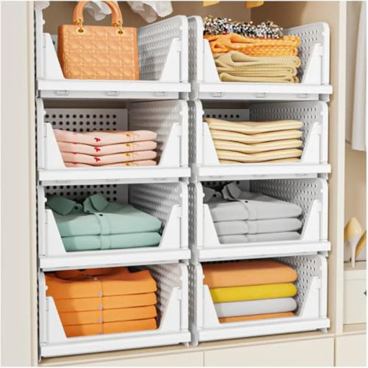 Stackable Closet Storage Basket Multifunctional Foldable Organizer For Home
