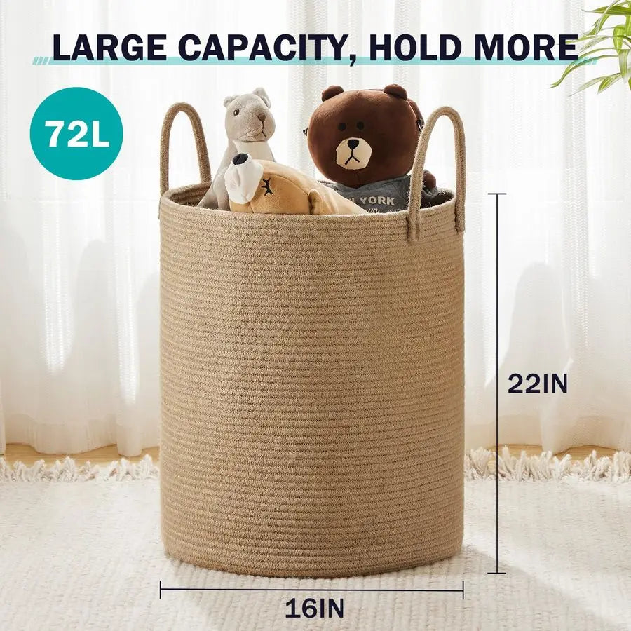 Ecofriendly Natural Jute Rope Laundry Hamper For Nursery Storage