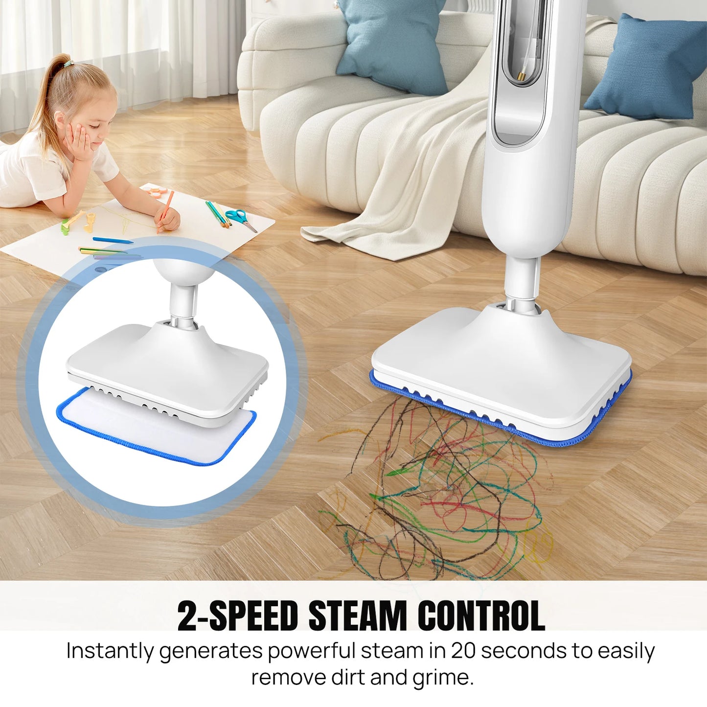 DayPlus Steam Mop Detachable Steam Cleaner 1500W Power