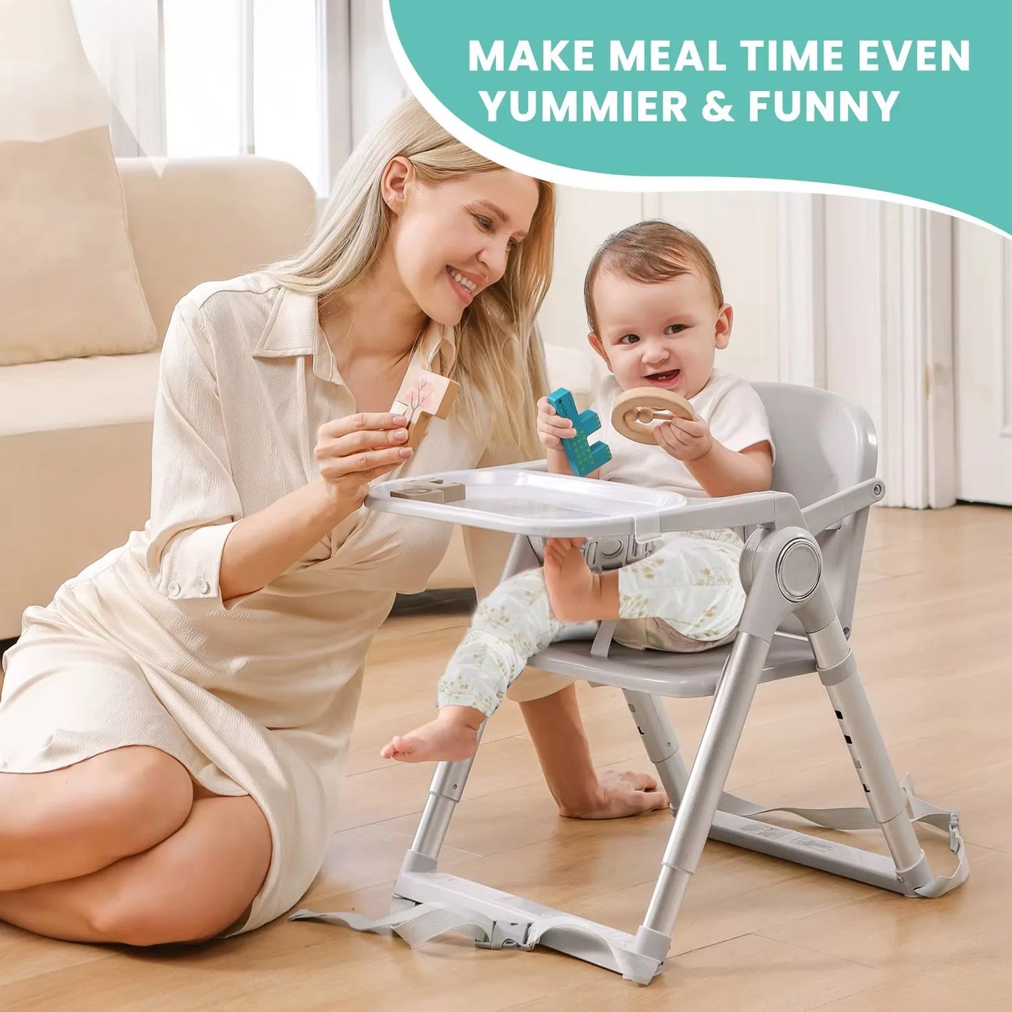 Portable Baby Folding Booster Seat High Chair For Dining