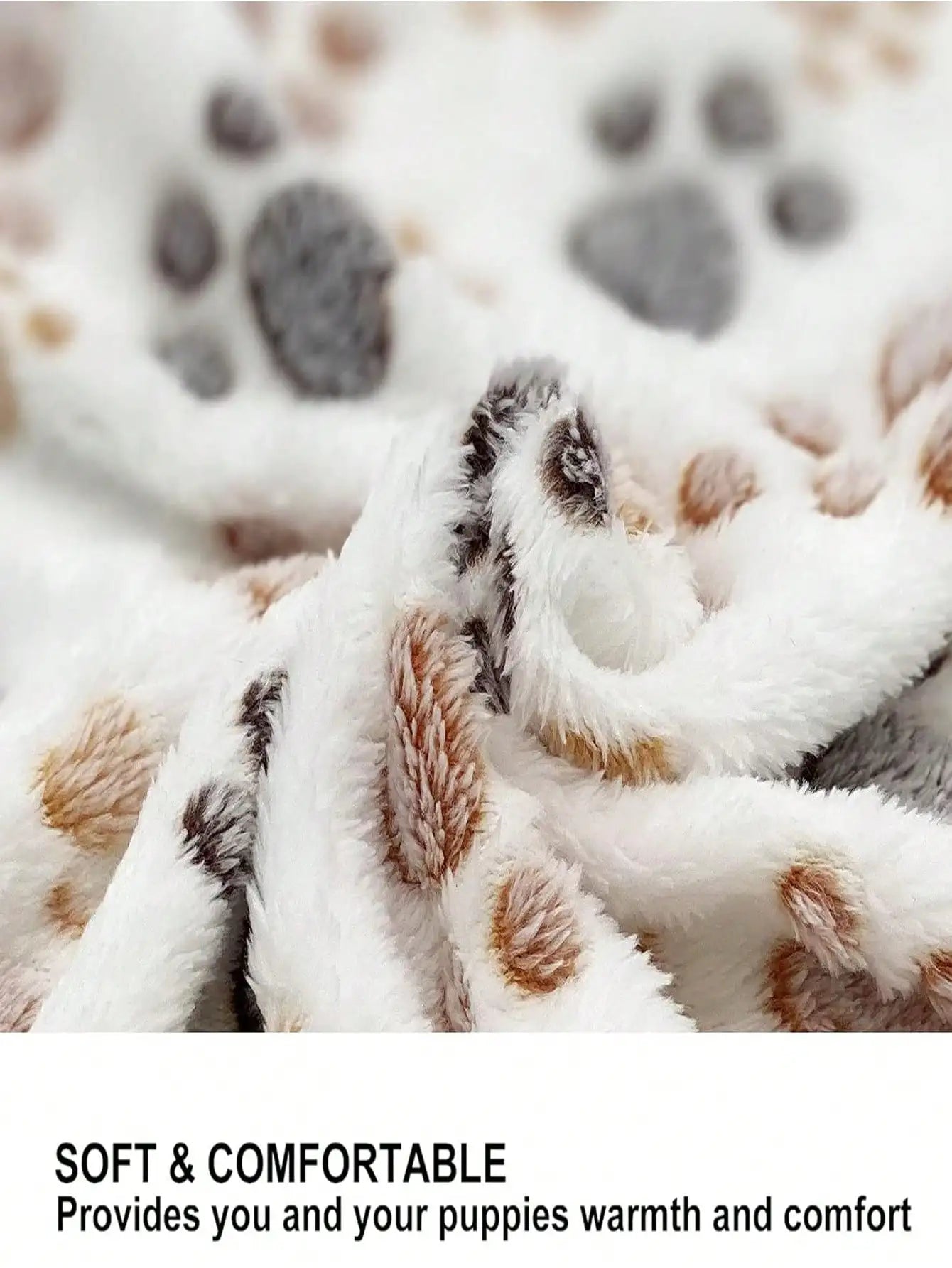 Puppy Blanket Super Soft Warm Sleep Mat Paw Print Fleece Pet Blanket