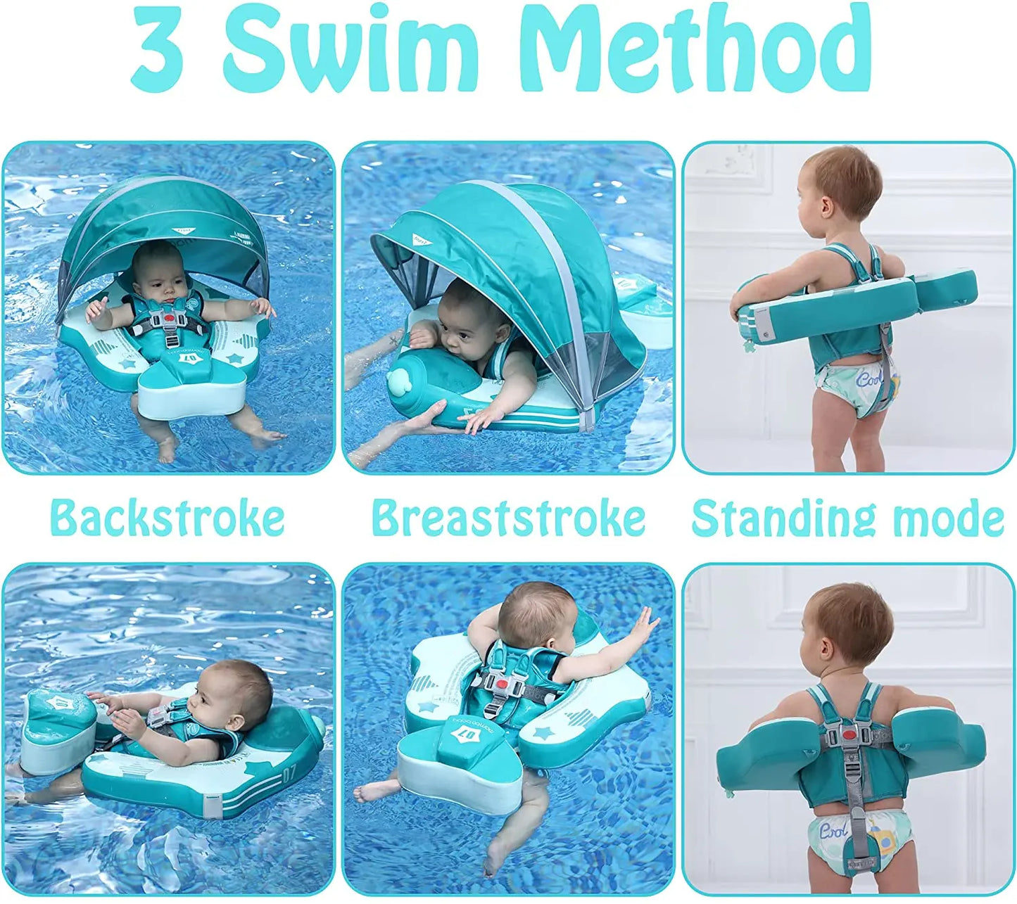 HECCEI Airplane Baby Float With Sun Canopy Add Tail No07