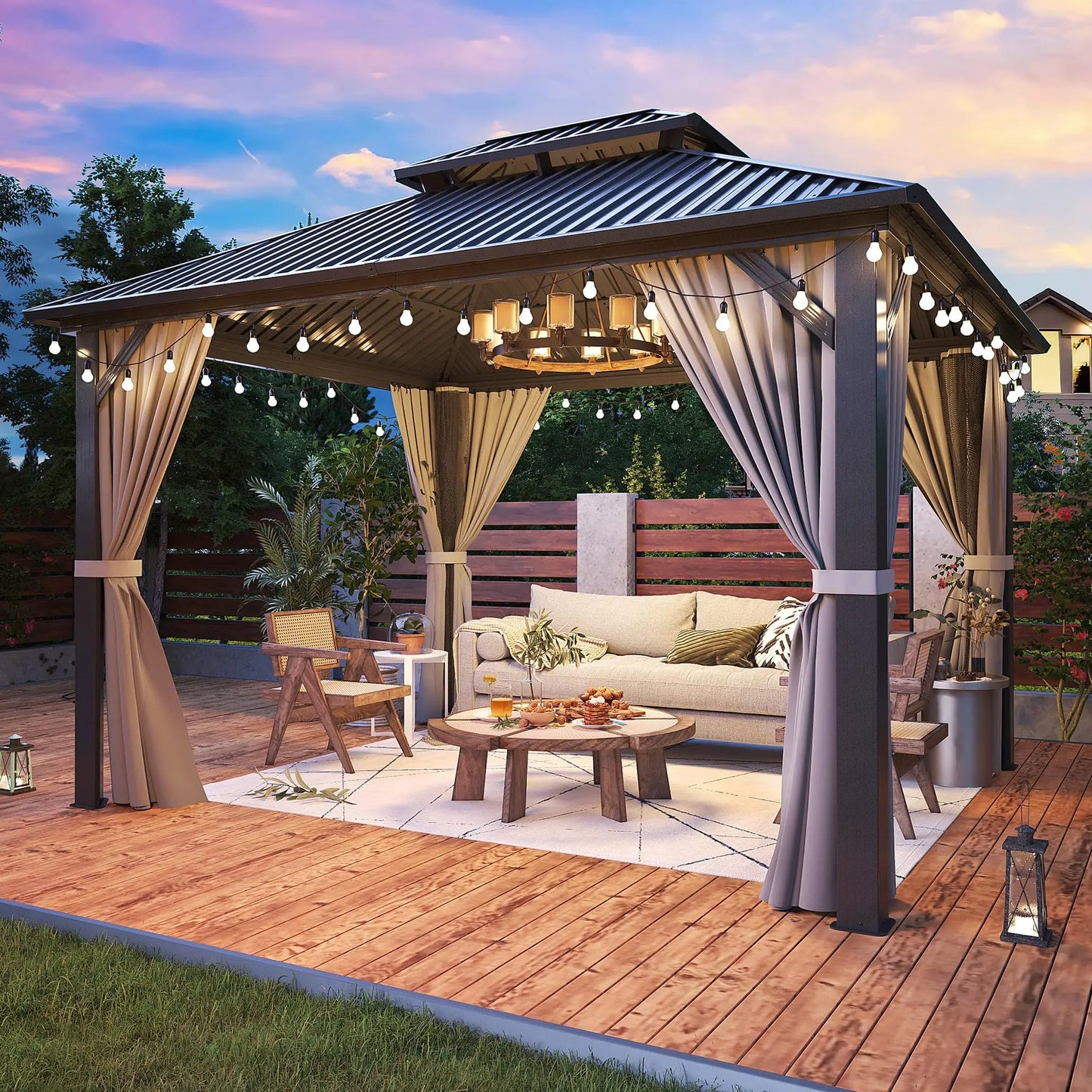 GELU Gazebo Hardtop Aluminum Frame Pergola
