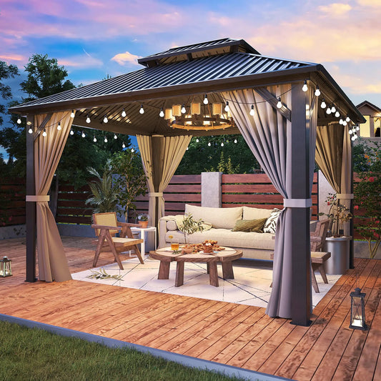 GELU Gazebo Hardtop Aluminum Frame Pergola