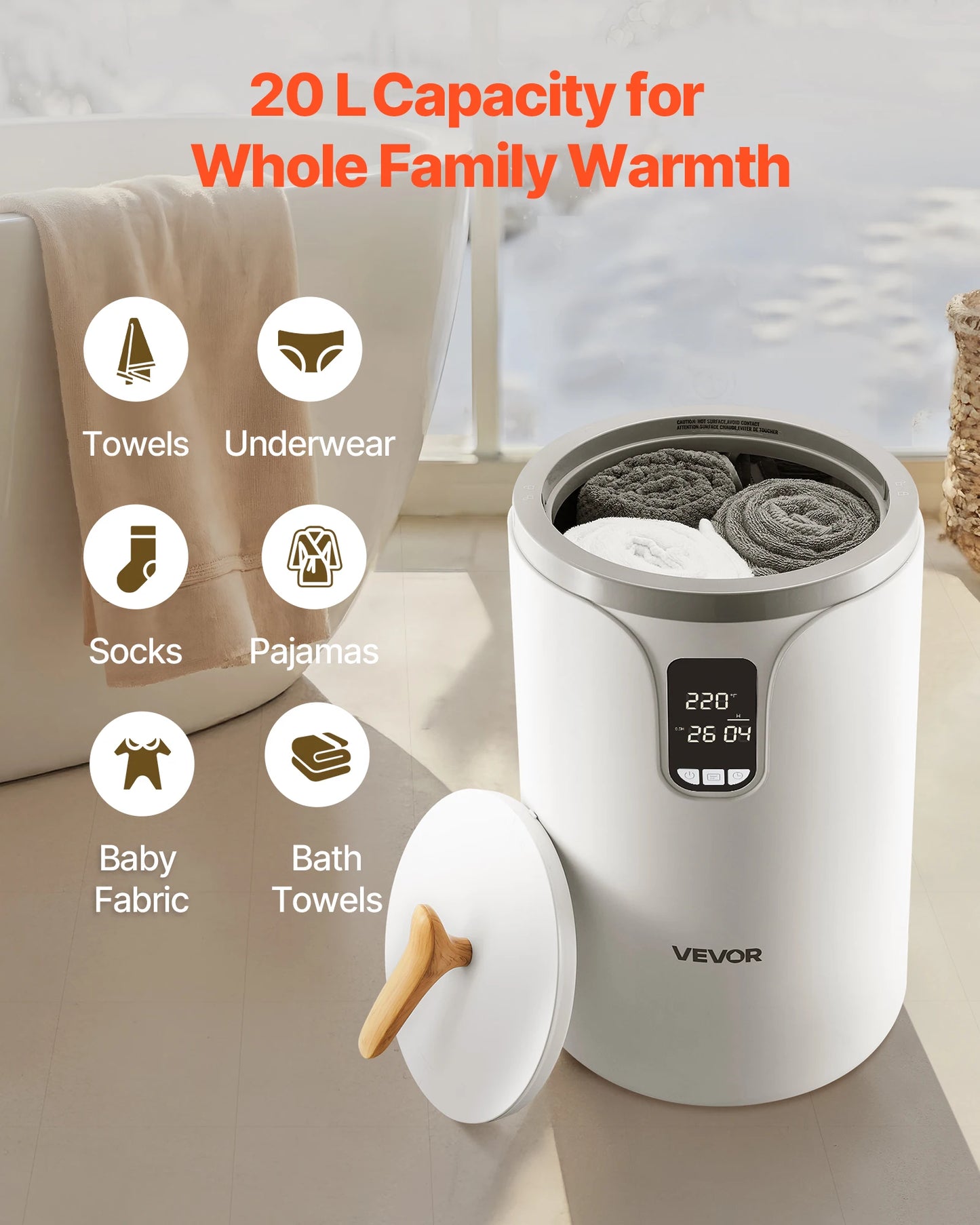SucceBuy Towel Warmer Bucket With LED Light And Temperature Control